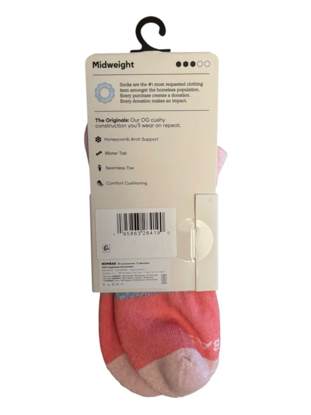 BOMBAS BUNDLE | The Originals Ankle MEDIUM Socks | Arch Support PINK Pairs NWT 2
